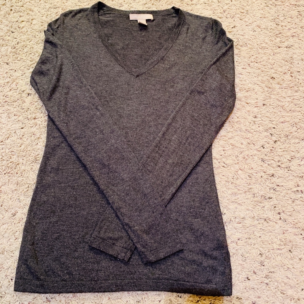 Banana Republic Gray Metallic Long Sleeve Shirt